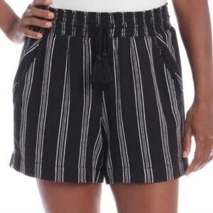 Briggs Linen Blend Short Black White Stripe XL